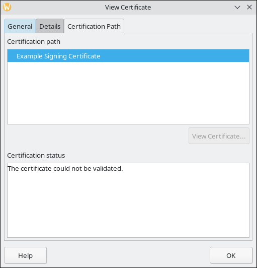 LibreOffice Writer cannot validate the signing certificate